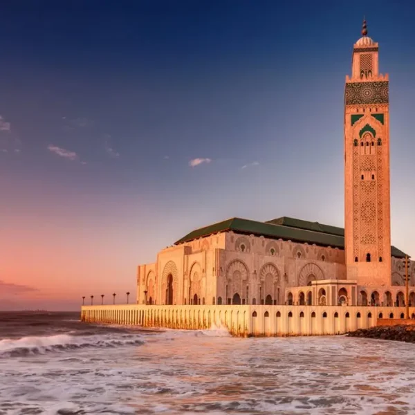 Casablanca Mosque In Sunset Morocco